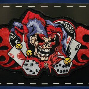Embroidered Jacket/Vest Patch Jester Flames New